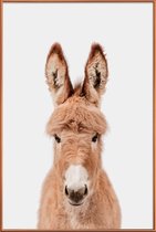 JUNIQE - Poster met kunststof lijst Donkey -40x60 /Bruin & Ivoor