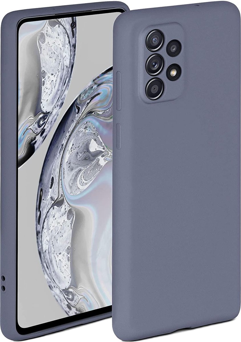 Selwo™ Soft Case compatibel met Samsung Galaxy A72 / A72 5G siliconen hoesje met verhoogde rand voor schermbescherming, tweelaags, zachte telefoonhoes - mat blauw grijs