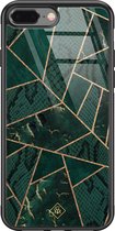 iPhone 8 Plus/7 Plus hoesje glass - Abstract groen | Apple iPhone 8 Plus case | Hardcase backcover zwart