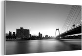 Wanddecoratie Metaal - Aluminium Schilderij Industrieel - Uitzicht op de Nederlandse stad Rotterdam - zwart wit - 160x80 cm - Dibond - Foto op aluminium - Industriële muurdecoratie - Voor de woonkamer/slaapkamer