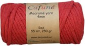 Cafuné macramé garen - enkel gedraaid -4mm-rood-55m-250g-uitkambaar-katoen touw