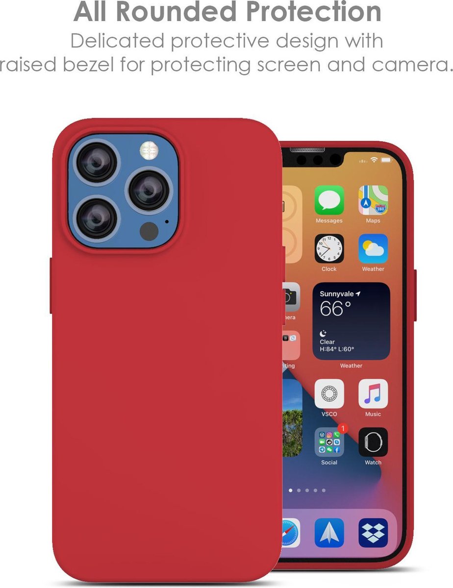 Hoesje Geschikt voor iPhone 13 Mini – Liquid siliconen backcover – Rood