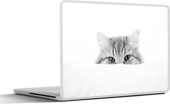 Sticker ordinateur portable - 13,3 pouces - chat - noir et blanc