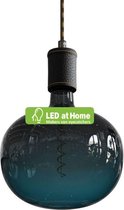 LEDatHOME - Hanglamp met textielkabel en lederen details - Made in Italy - Lamp inbegrepen