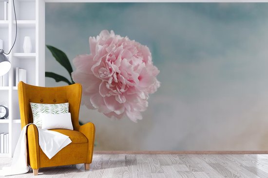 Papier peint photo vinyle - Une fleur rose et botanique avec un ciel coloré largeur 330 cm x hauteur 220 cm - Tirage photo sur papier peint (disponible en 7 tailles)