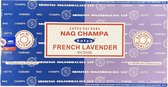 Satya Sai Baba - Nag Champa & French Lavender Incense - wierook stokjes - box met 12 doosjes - Combo Series