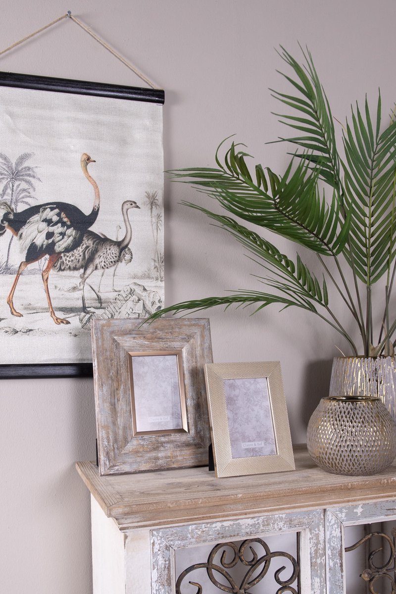 Wandkleed 40x2x60 cm Beige Zwart Linnen Struisvogels