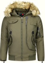 Just Key Winterjassen - Heren Winterjas Kort - Kunstkraag - Pilot Jack Gobi Eco - Groen - XXL