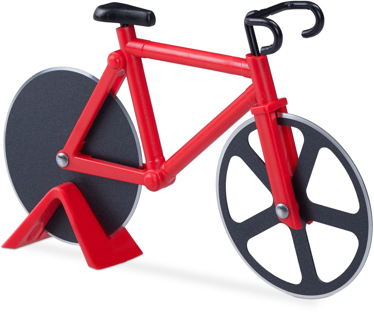 pizzasnijder fiets - rvs - kunststof - rood