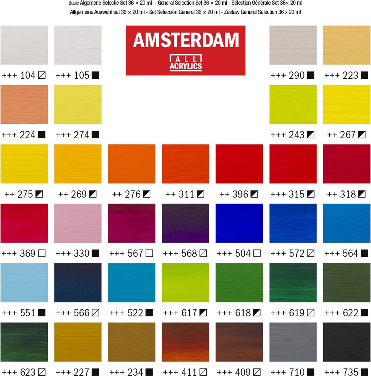 Amsterdam Standard Series acrylverf algemene selectie set | 36 × 20 ml — afbeelding 3