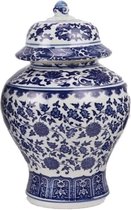 Fine Asianliving Chinese Gemberpot Porselein Lotus Blauw Wit D17xH32cm