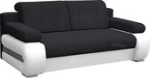 InspireMe 3-zitsbank voor woonkamer, slaapbank, sofa met slaapfunctie en opbergruimte, moderne bank, 3-zits - 206x96x84 cm, 196x144cm - YORK (Wit+Zwart)