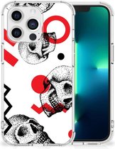 Telefoonhoesje Geschikt voor iPhone 13 Pro Stevige Bumper Hoesje met transparante rand Skull Red