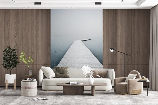 Papier peint - Papier peint photo Jetée calme sur un lac glacé - Largeur 170 cm x hauteur 260 cm
