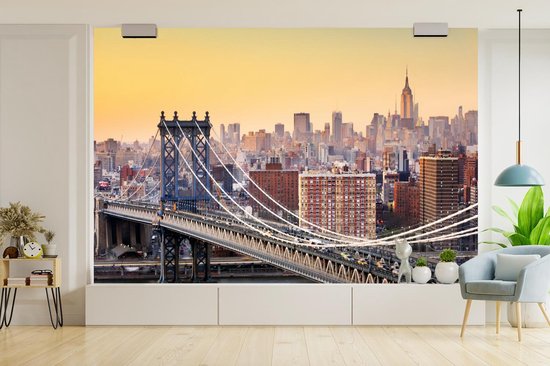 Behang - Fotobehang Manhattan Bridge in New York - Breedte 330 cm x hoogte 220 cm