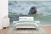 Behang - Fotobehang Noordzee - Zeehond - Water - Breedte 395 cm x hoogte 220 cm