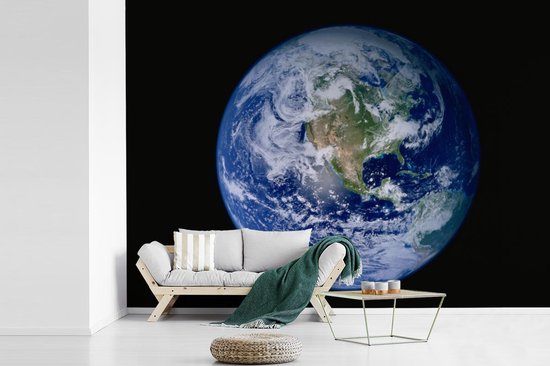 Papier peint Papier peint photo en vinyle - Image satellite de la terre avec des nuages largeur 330 cm x hauteur 240 cm - Tirage photo sur papier peint (disponible en 7 tailles)