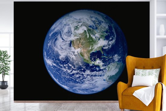 Papier peint Papier peint photo en vinyle - Image satellite de la terre avec des nuages largeur 330 cm x hauteur 240 cm - Tirage photo sur papier peint (disponible en 7 tailles)