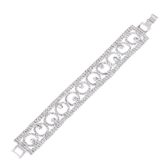 Armband- Alexandra- Strass- Zilverkleurig- 17.5 cm- Charme Bijoux