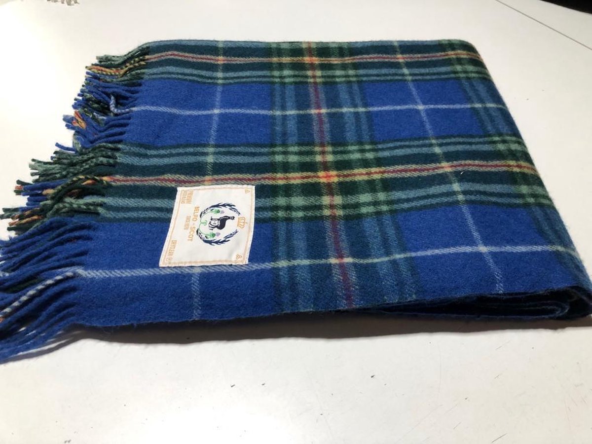 R&D Leder Wollen Tartan plaid Nova Scotia - 100% Wol - warm - dikke wol - zacht Blauw - Groen