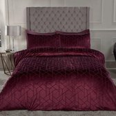 Sleepdown - Geo - Velvet dekbedovertrek - wine - 135x200 + 1st. 50x75 - 1-persoons