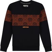 SKURK Seppe Kinder Jongens Donkerblauw Cognac Bruin Sweater - Maat 152