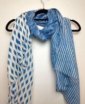 Dames sjaal Imane fantasiemotief blauw