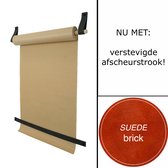 Tekenrol - aan leren lussen | SUEDE BRICK (Papierrol: bruin) NU MET: verstevigde afscheurstrook! (wandborden - tekstborden - tekenbord)