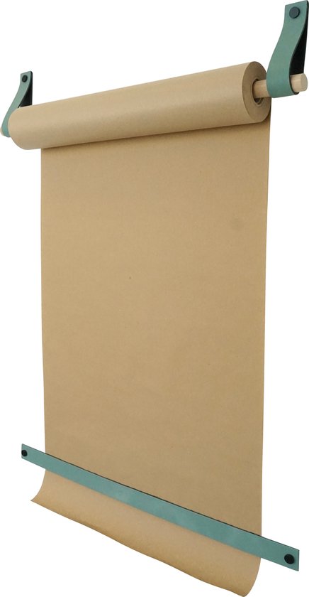 Rouleau de dessin - aux boucles d'apprentissage | BAD GREEN (rouleau de papier : marron) MAINTENANT AVEC : bande détachable renforcée ! (tableaux muraux - tableaux de texte - planche à dessin)