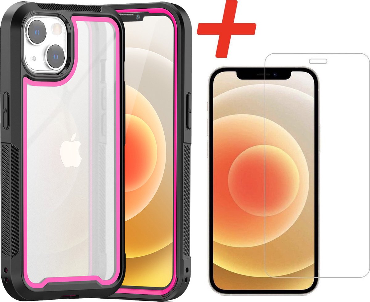 Backcover geschikt voor Apple iPhone 13 - Roze - Shockproof + Glas Protector