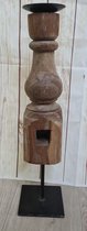 kandelaar industrieel - 41 cm - hout  met ijzer