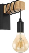 Grandecom® Industriele Wandlamp | Wandlamp | Minimalistisch | Wandlamp Binnen | Industrieel Design | Sfeerverlichting Binnen | Natuurlijke Materialen | Muurlamp | E27 Fitting | Zwart | 0.6 KG