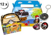Menubox Piraat + mini piraten slijmpotje + kompas + kleine traktatie doos - set van 12 stuks - traktatie uitdeel doosje kinderfeestje