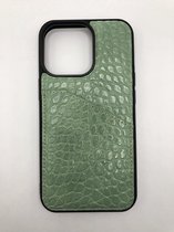 Hoogwaardige Slangenprint Back Cover met pasjes vakje - geschikt voor iPhone 13 Pro Max - Groen