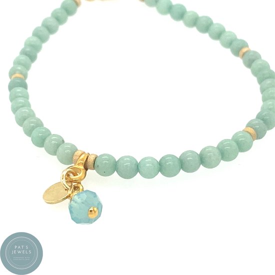 Bracelet Pat's Jewels - bracelet en perles de jade femme - vert menthe -  couleur or - été | bol.com