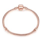 Verzilverde Bedelarmband | 17 cm | Verzilverde Armband| Rose Kleur | Armband zonder Bedel | Verzilverd | Geschikt voor Pandora Bedels