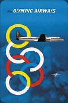 Fly Olympic Airways DC-6 ​​.   Metalen Wandbord 20 x 30 cm.