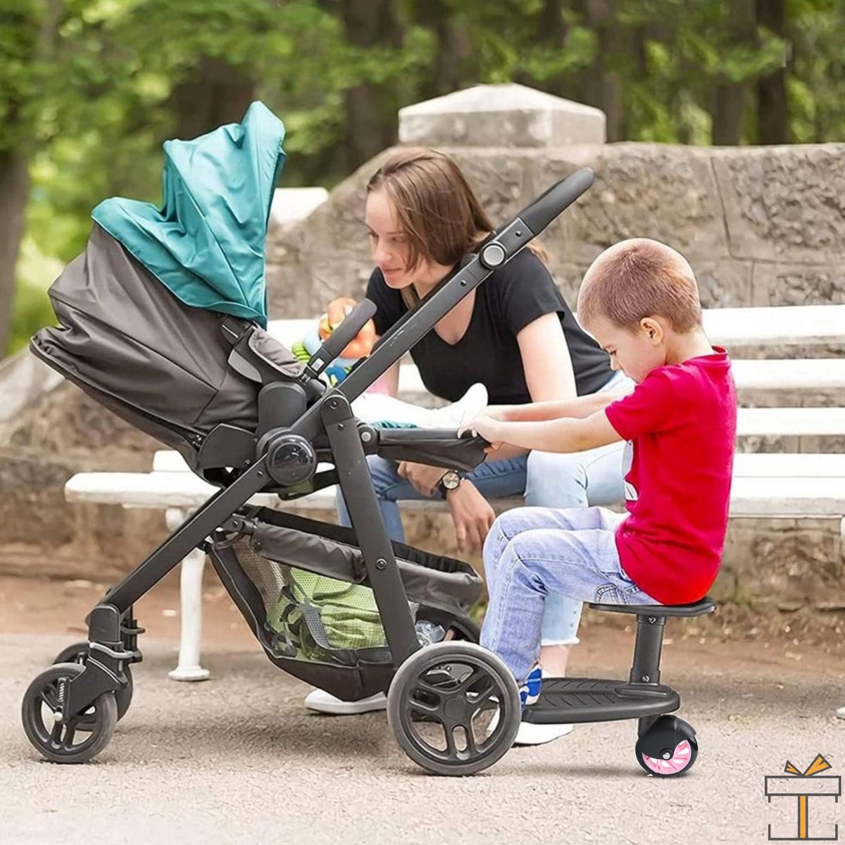 Happyment® Universeel Meerijdplankje - Met zitting - Voor kinderwagen -  Buggyboard - | bol.com