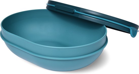 Saladeschaal met Deksel 1,1L Recycled Plastic - Blauw | bol.com