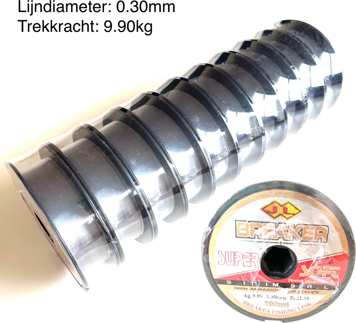 JL BREAKER Vislijnen - 0.30mm - Visdraad - Vislijn nylon - Transparant - 10 rollen - 1000 meters
