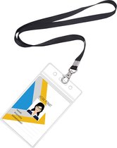 Keycord met badge pashouder aan koord - 12 stuks - Transparant | Zwart