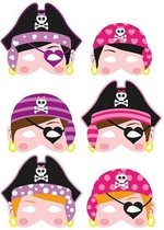 Kinderfeestje traktatie uitdeelcadeau | maskers piraat meisje (6 stuks)