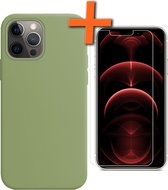 iPhone 13 Pro Hoesje Met Screenprotector - iPhone 13 Pro Case Groen Siliconen - iPhone 13 Pro Hoes Met Screenprotector