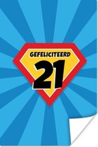 Affiche Anniversaire - 21 ans - Cape de super-héros - 80x120 cm
