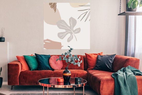 Poster Été - Feuille - Grijs - 100x100 cm XXL