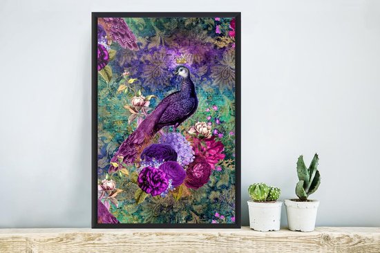 Affiche avec cadre Patterns - Violet - Paon - 40x60 cm