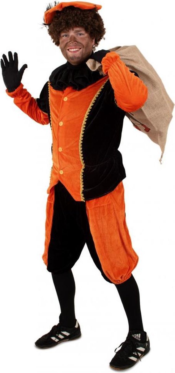 Verminderen het einde keuken Luxe Zwarte Piet pak oranje velours - maat S M + GRATIS SCHMINK - fluweel  pietenpak... | bol.com