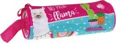 etui lama junior 20 x 6,5 cm polyester blauw/roze