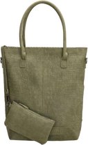 Zebra Trends Natural Bag shopper met Rits - Croco Olijf Groen