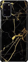 Samsung Galaxy S20 Plus - Hard Case - Deluxe - Fully Printed - Marmer - Zwart - Goud